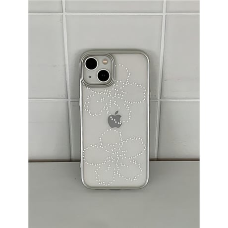 Petal Dots Silver Frame Transparent Case