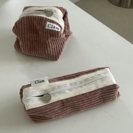 [Clam正規販売店] round pouch Corduroy mist pink