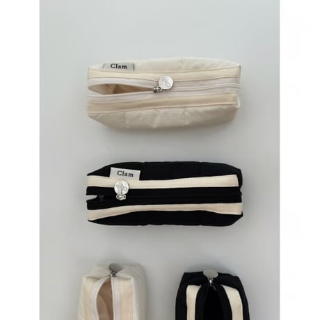 [Clam正規販売店] round pencilcase Quilting black