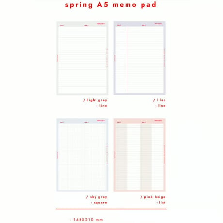 Spring A5 memo pad