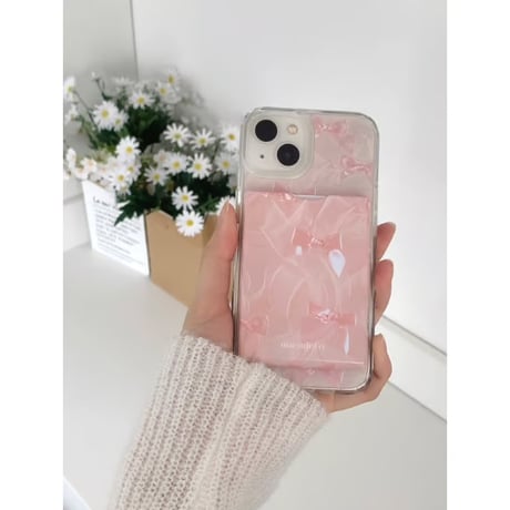 [Mag Safe] Ballet Core Ribbon Spring Card Pocket