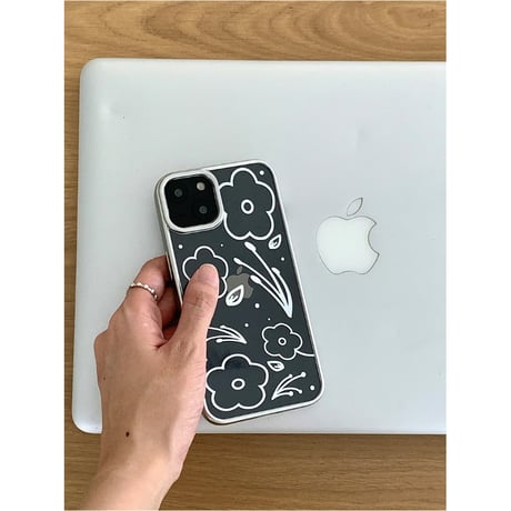 [MagSafe White Ring] Bloom Silver Frame Transparent Case