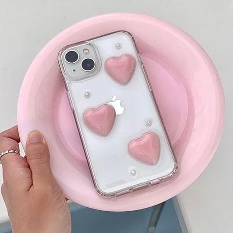 Heart Pearl Gel Hard Resin Case White