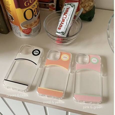 Round Jelly Hard Case Coral&Yellow