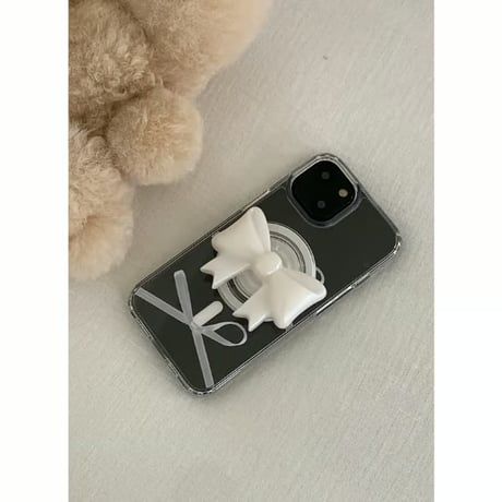 [Still in Stock] Silver Ribbon Knot Jelly Hard Case