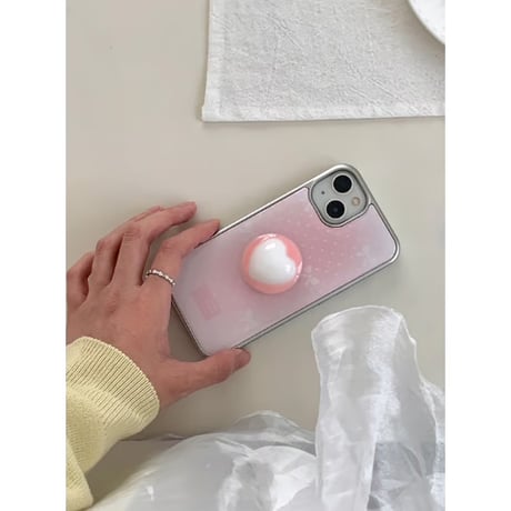 Pink Ribbon Dot Silver Epoxy Case