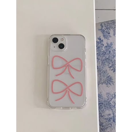 Ribbon Drawing Jelly Hard Case Pink
