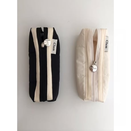 [Clam正規販売店] round pencilcase Quilting black