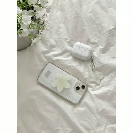 White Drawing Flower Jelly Hard Case
