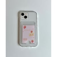 Transparent Card Pocket Case Pink Berry Cream