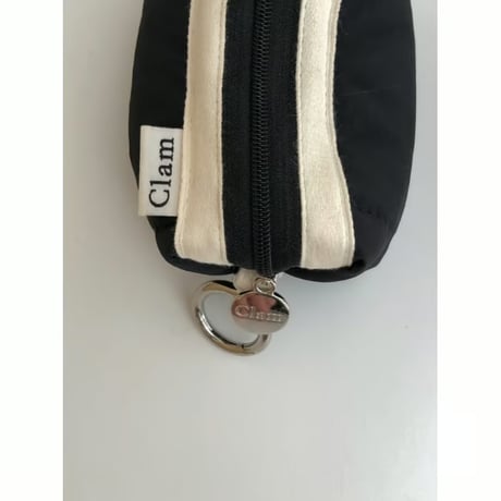 [Clam正規販売店] Mini keyring round pouch Quilting black