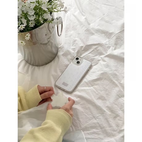 White Drawing Flower Jelly Hard Case