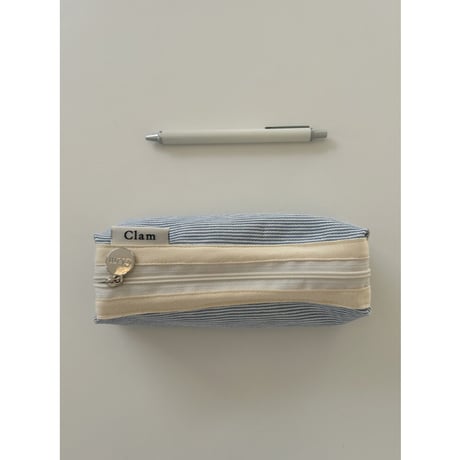 [Clam正規販売店] round pencilcase Little stripe