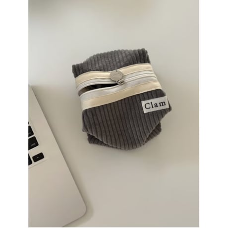 [Clam正規販売店] round pouch Corduroy gray