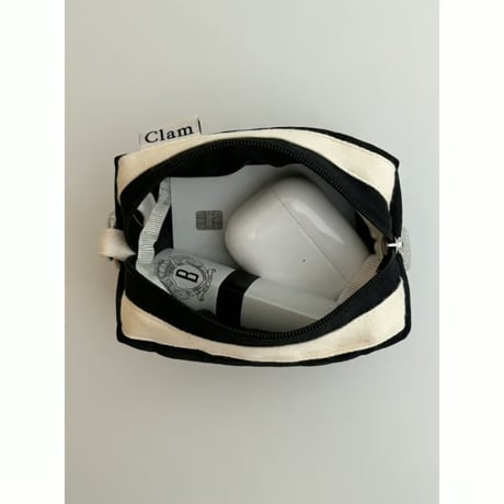 [Clam正規販売店] Mini keyring round pouch Quilting black