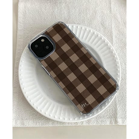 Vintage Check Jelly Hard Case Brown