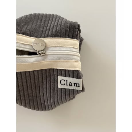 [Clam正規販売店] round pouch Corduroy gray