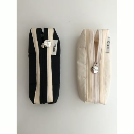 [Clam正規販売店] round pencilcase Quilting black