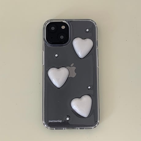 Heart Pearl Gel Hard Resin Case Pink