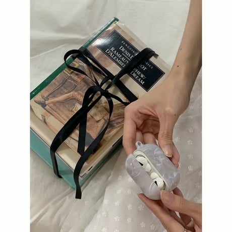 White Silver Ballet Core Ribbon AirPods Case