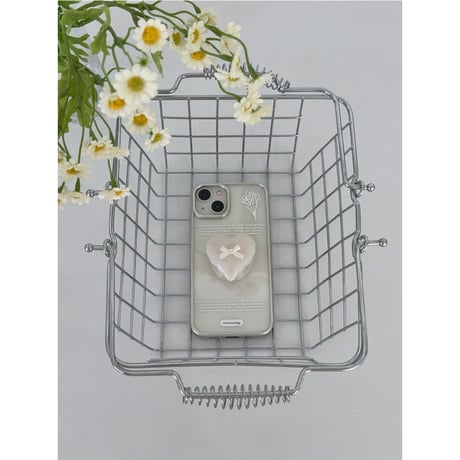 [MagSafe Gray Ring] Romantic Script Silver Frame Transparent Case
