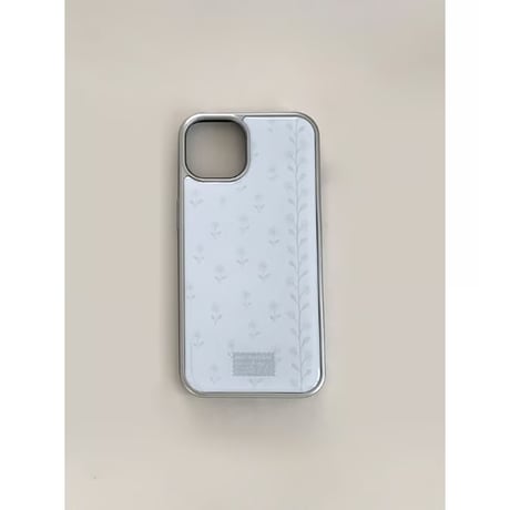 White Drawing Flower Silver Epoxy Case