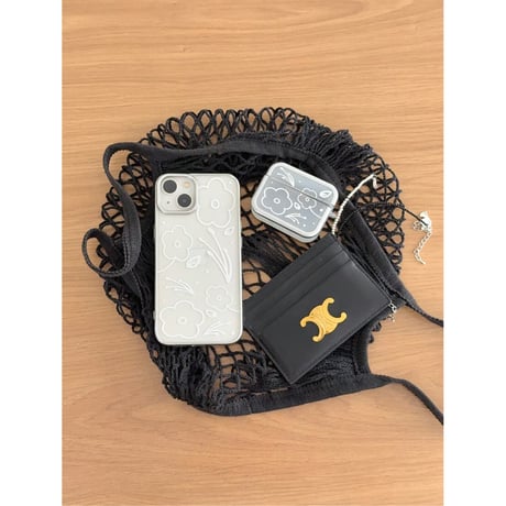[MagSafe Gray Ring] Soft Bloom Silver Frame Transparent Case