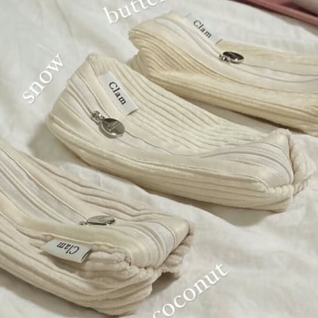 [Clam正規販売店] round pencilcase Corduroy snow