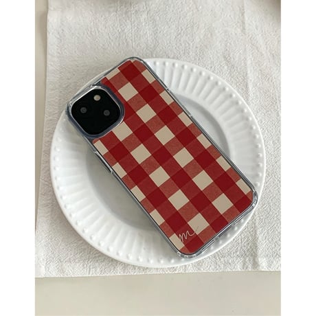 Vintage Check Jelly Hard Case Red