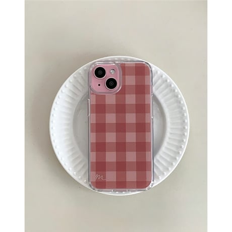Vintage Check Jelly Hard Case Pink