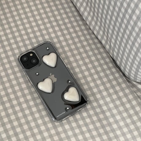 Heart Pearl Gel Hard Resin Case White