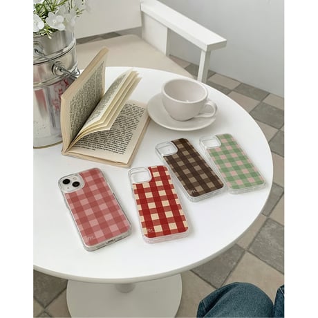 Vintage Check Jelly Hard Case Red