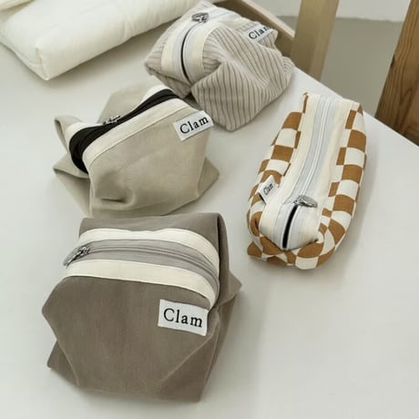 [Clam正規販売店] round pouch Milk tea