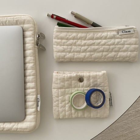 [Clam正規販売店] flat pencilcase Soft cream