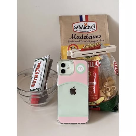 Round Jelly Hard Case Pink&Green