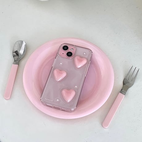 Heart Pearl Gel Hard Resin Case White