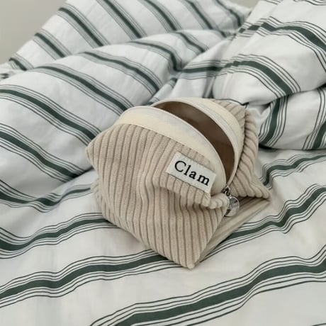 [Clam正規販売店] round pouch Corduroy coconut