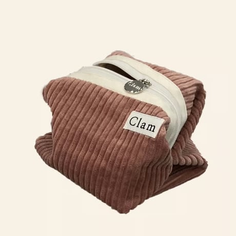 [Clam正規販売店] round pouch Corduroy mist pink