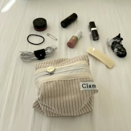 [Clam正規販売店] round pouch Corduroy coconut
