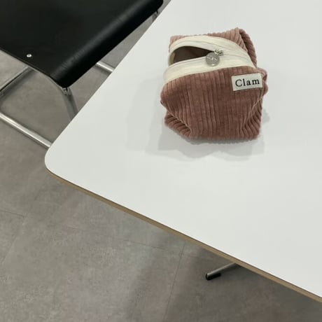 [Clam正規販売店] round pouch Corduroy mist pink