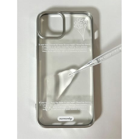 [MagSafe White Ring] Romantic Script Silver Frame Transparent Case