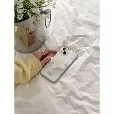 White Drawing Flower Jelly Hard Case