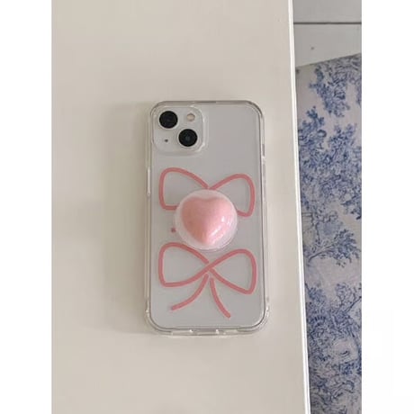 Ribbon Drawing Jelly Hard Case Pink