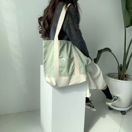 creamy mint tote bag