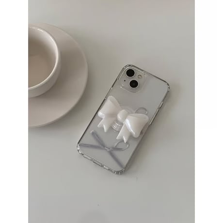 [Still in Stock] Silver Ribbon Knot Jelly Hard Case