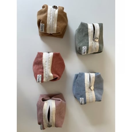 [Clam正規販売店] round pouch Corduroy warm mint