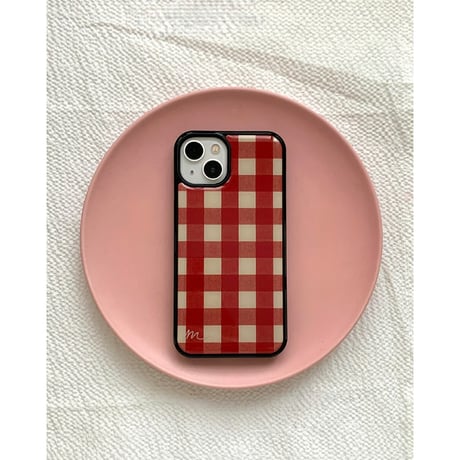 Vintage check epoxy case Red
