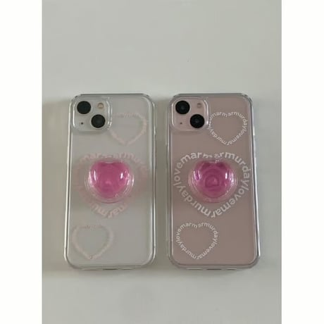 Pink Jelly Heart Resin Grip Tok