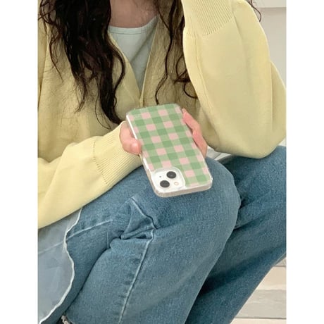 Vintage Check Jelly Hard Case Green