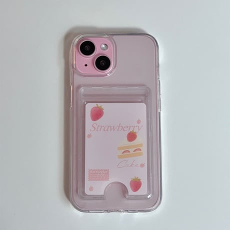 Transparent Card Pocket Case Mint ribbon Dot